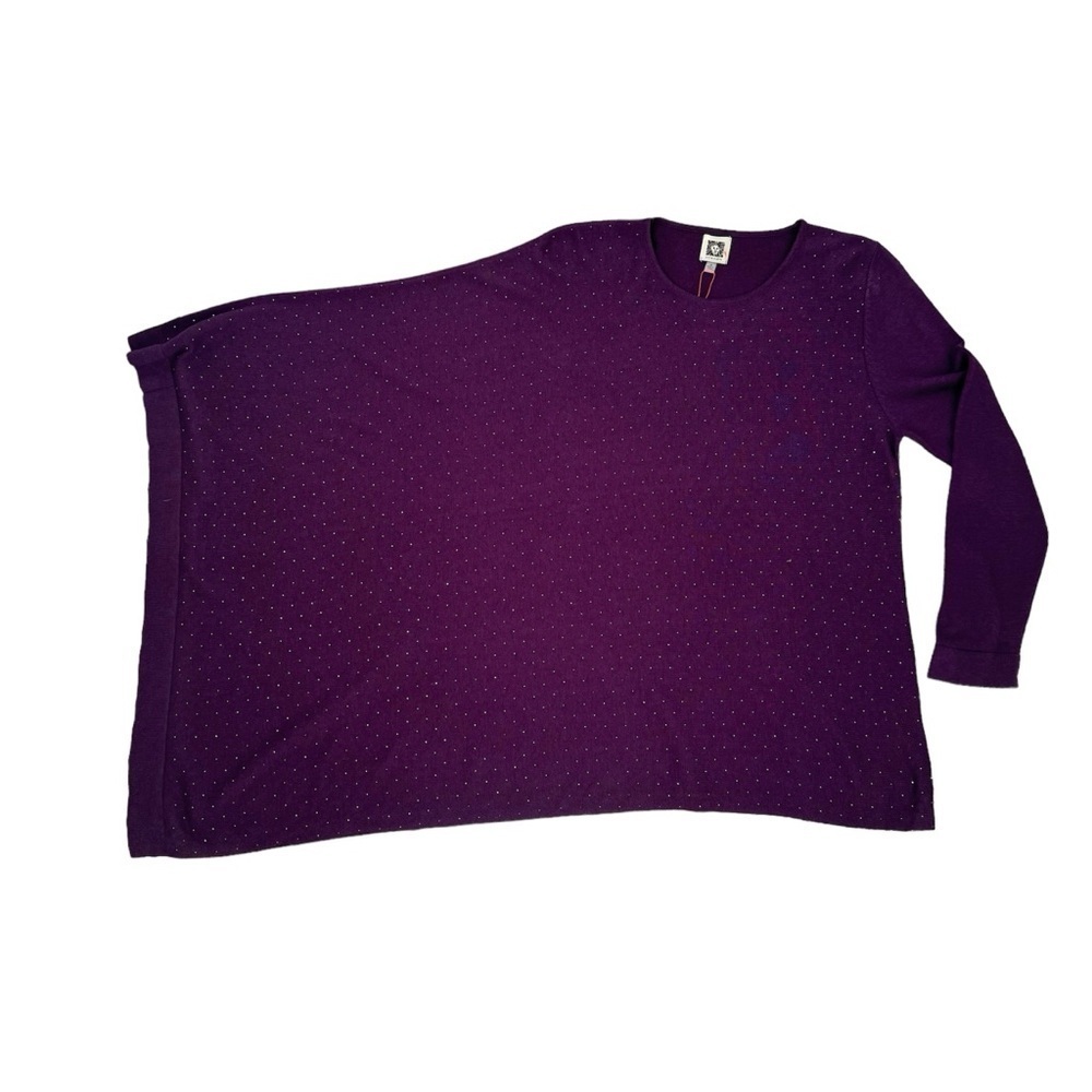 Anne Klein Asymmetrical Poncho Women’s Sweater Purple size Medium Long Sleeve - Picture 3 of 8